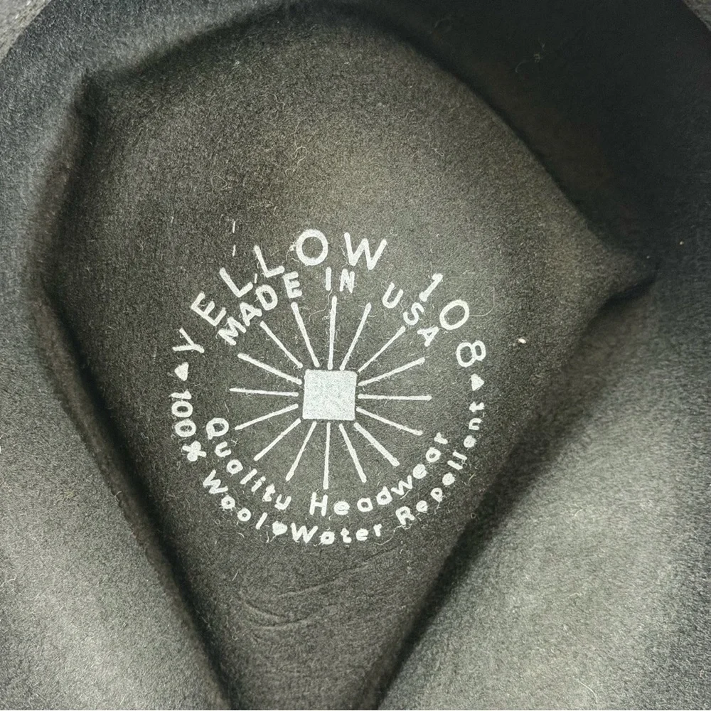 Yellow 108 Luke Fedora Black Wool Felt Hat Size Large Made‎ in USA